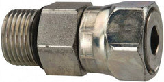 Parker - 1/2" OD, Steel Straight Thread Swivel Connector - 9,200 Max Working psi, 7/8" Hex, O-Ring Face Seal/SAE-ORB Ends - Apex Tool & Supply