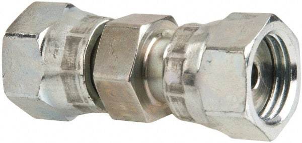Parker - 1/4" OD, Steel Swivel Union - 9,200 Max Working psi, 5/8" Hex, O-ring Face Seal Ends - Apex Tool & Supply