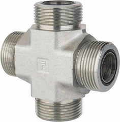 Parker - 1" OD, Steel Union Cross - 6,000 Max Working psi, 1-5/8" Hex, O-ring Face Seal Ends - Apex Tool & Supply