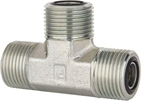 Parker - 1/2" OD, Steel Union Tee - 9,200 Max Working psi, 3/4" Hex, O-ring Face Seal Ends - Apex Tool & Supply