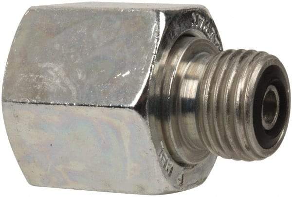 Parker - 1/2 x 1/4" OD, Steel Tube End Reducer - 9,200 Max Working psi, O-ring Face Seal Ends - Apex Tool & Supply