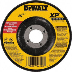 DeWALT - 24 Grit, 5" Wheel Diam, 1/4" Wheel Thickness, 7/8" Arbor Hole, Type 27 Depressed Center Wheel - Zirconia Alumina, Resinoid Bond, 12,200 Max RPM, Compatible with Angle Grinder - Apex Tool & Supply