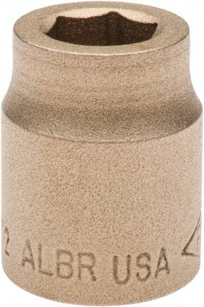 Ampco - 1/2", 1/2" Drive, Standard Hand Socket - 6 Points, 1-3/16" OAL, Aluminum Bronze - Apex Tool & Supply