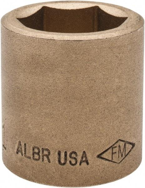 Ampco - 1", 1/2" Drive, Standard Hand Socket - 6 Points, 1-1/2" OAL, Aluminum Bronze - Apex Tool & Supply
