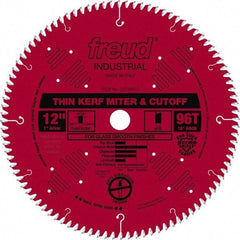 Freud - 12" Diam, 1" Arbor Hole Diam, 96 Tooth Wet & Dry Cut Saw Blade - Carbide-Tipped, Standard Round Arbor - Apex Tool & Supply