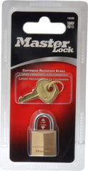 Master Lock - 7/16" Shackle Clearance, Keyed Different Solid Brasss Padlock - 5/32" Shackle Diam, Solid Brass - Apex Tool & Supply