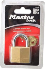 Master Lock - 7/8" Shackle Clearance, Keyed Alike Solid Brasss Padlock - 1/4" Shackle Diam, Solid Brass - Apex Tool & Supply