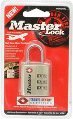 Master Lock - 3/4" Shackle Clearance, Keyed Different Luggage Lock Padlock - 1/8" Shackle Diam, Metal - Apex Tool & Supply