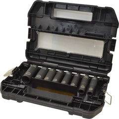 DeWALT - 10 Piece 1/2" Drive Thin Wall Deep Impact Socket Set - 6 Points, 7/16 to 7/8", Inch Measurement Standard - Apex Tool & Supply