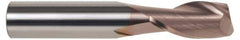 SGS - 1/2", 1" LOC, 1/2" Shank Diam, 3" OAL, 2 Flute, Solid Carbide Square End Mill - Single End, TiCN Finish, Spiral Flute, 30° Helix, Centercutting, Right Hand Cut, Right Hand Flute, Series 10B - Apex Tool & Supply