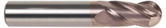 SGS - 27/64" Diam, 1" LOC, 4 Flute Solid Carbide Ball End Mill - TiCN Finish, Single End, 2-3/4" OAL, 7/16" Shank Diam, Spiral Flute - Apex Tool & Supply