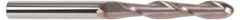 SGS - 1/2" Diam, 3" LOC, 2 Flute Solid Carbide Ball End Mill - TiCN Finish, Single End, 6" OAL, 1/2" Shank Diam, Spiral Flute - Apex Tool & Supply