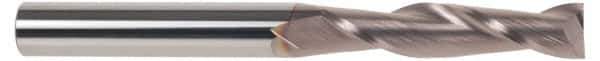 SGS - 5/8", 2-1/4" LOC, 5/8" Shank Diam, 5" OAL, 2 Flute, Solid Carbide Square End Mill - Single End, TiCN Finish, Spiral Flute, 30° Helix, Centercutting, Right Hand Cut, Right Hand Flute, Series 3L - Apex Tool & Supply