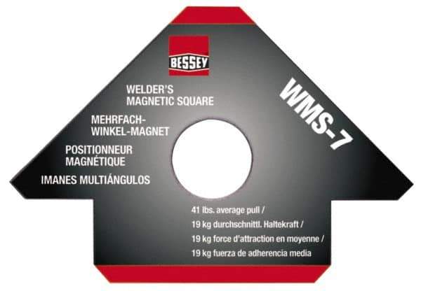 Bessey - 4-3/4" Wide x 9/16" Deep x 3-1/4" High Magnetic Welding & Fabrication Square - 41 Lb Average Pull Force - Apex Tool & Supply