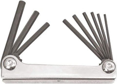 Bondhus - 9 Piece Fold-Up Hex Key Set - Hex Range 5/64 to 1/4", 6.63" OAL, Protanium High Torque Steel - Apex Tool & Supply