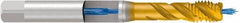 Emuge - M10x1.50 Metric 3 Flute 6H Bottoming Spiral Flute Tap - Cobalt, TiN Finish, 100mm OAL, Right Hand Flute, Right Hand Thread, Series Enorm - Apex Tool & Supply