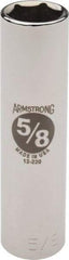 Armstrong - 5/8", 1/2" Drive, Deep Hand Socket - 6 Points, 3-13/64" OAL, Chrome Finish - Apex Tool & Supply