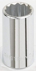 Armstrong - 1/2" Drive, Standard Hand Socket - 12 Points, 1-15/32" OAL, Chrome Finish - Apex Tool & Supply
