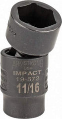 Armstrong - 3/8" Drive 11/16" Standard Universal Impact Socket - 6 Points, 2-11/32" OAL - Apex Tool & Supply