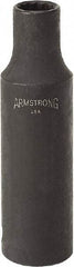 Armstrong - 9/16", 1/2" Drive, Deep Hand Socket - 12 Points, 3-13/64" OAL, Black Finish - Apex Tool & Supply