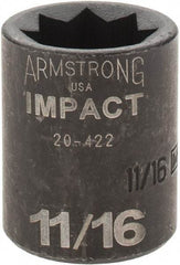Armstrong - 1/2" Drive 11/16" Standard Impact Socket - 1-1/2" OAL - Apex Tool & Supply