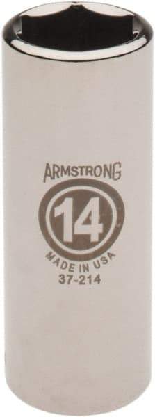 Armstrong - 1/4" Drive, Deep Hand Socket - 6 Points, 1-15/16" OAL, Chrome Finish - Apex Tool & Supply
