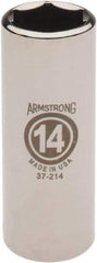 Armstrong - 1/4" Drive, Deep Hand Socket - 6 Points, 1-15/16" OAL, Chrome Finish - Apex Tool & Supply