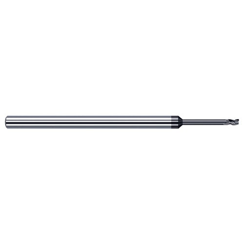 Variable Helix End Mills for Medium Alloy Steels - 0.1250″ (1/8″) Cutter Diameter × 0.1870″ (3/16″) Length of Cut × 0.3750″ (3/8″) Reach Carbide Square End Mill for Medium Alloy Steels, 4 Flutes, AlTiN Coated - Exact Industrial Supply