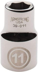 Armstrong - 1/2" Drive, Standard Hand Socket - 6 Points, 1-1/2" OAL, Chrome Finish - Apex Tool & Supply