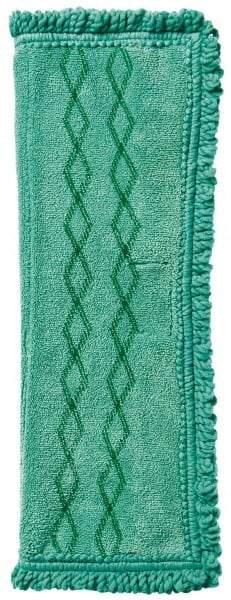 Rubbermaid - 19-1/2" Long x 14" Wide Microfiber Dust Mop Pad - Quick Connect, Green, Fringed Head - Apex Tool & Supply
