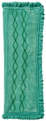 Rubbermaid - 19-1/2" Long x 14" Wide Microfiber Dust Mop Pad - Quick Connect, Green, Fringed Head - Apex Tool & Supply