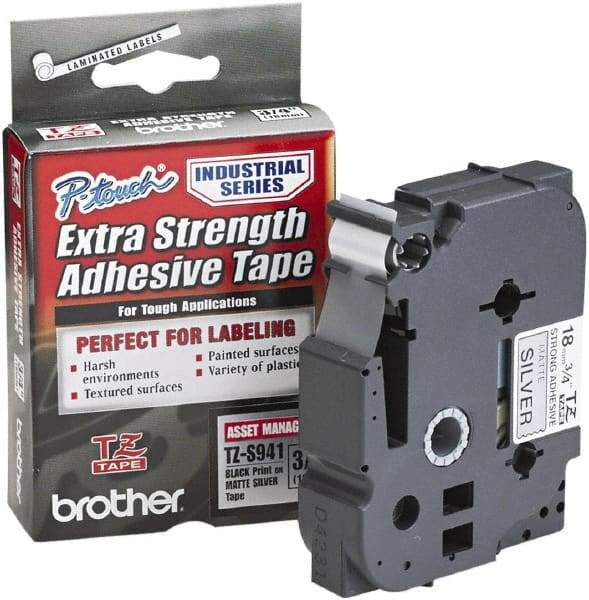 Brother - 3/4" Wide, Silver Tape Cassette - For Label Maker - Apex Tool & Supply
