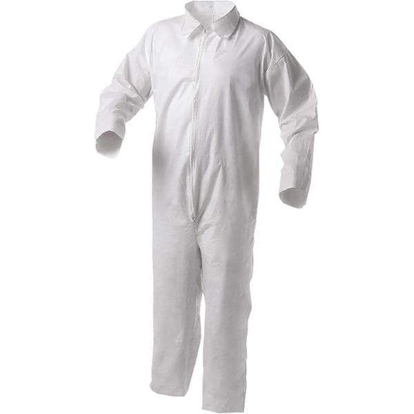 KleenGuard - Size S Film Laminate General Purpose Coveralls - White, Zipper Closure, Serged Seams - Apex Tool & Supply