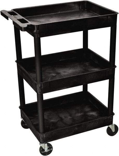 Luxor - 300 Lb Capacity, 24" Wide x 18" Long x 38" High Shelf Cart - 3 Shelf, Plastic - Apex Tool & Supply