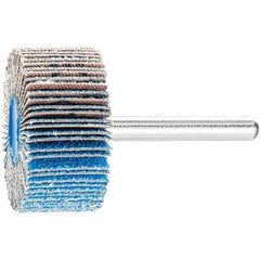 PFERD - 1-1/2" Diam x 1" Face Width, Aluminum Oxide Coated Mounted Flap Wheel - 1/4" Shank Mount, 80 Grit, 25,000 Max RPM - Apex Tool & Supply