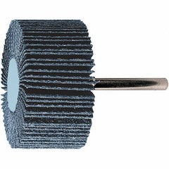 PFERD - 1-1/2" Diam x 1" Face Width, Aluminum Oxide Coated Mounted Flap Wheel - 1/4" Shank Mount, 120 Grit, 25,000 Max RPM - Apex Tool & Supply