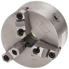 Bison - 3 Jaws, 6" Diam, Self Centering Manual Lathe Chuck - D1-5 Mount Spindle, Reversible, 4,500 Max RPM, 1.6535" Through Hole Diam, 0.0008" Axial Runout, 0.0012" Radial Runout, Forged Steel - Apex Tool & Supply