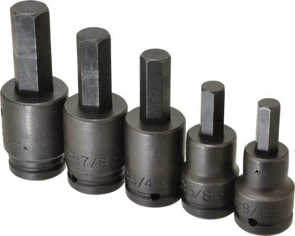 Proto - 5 Piece 3/4" Drive Inch Impact Hex Bit Socket Set - 9/16 to 1" Hex - Apex Tool & Supply