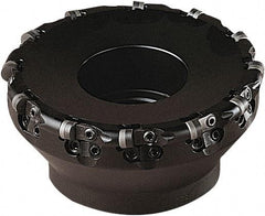 Seco - 3.52" Cut Diam, 0.177" Max Depth, 1" Arbor Hole, 6 Inserts, RN.N 32 Insert Style, Indexable Copy Face Mill - 9,100 Max RPM, 2.38" High - Apex Tool & Supply