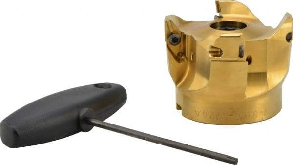 Seco - 3" Cut Diam, 0.394" Max Depth, 1" Arbor Hole, 4 Inserts, VPGX 2206..E.-E10 Insert Style, Indexable Copy Face Mill - R220.97 Cutter Style, 25,000 Max RPM, 2-1/4 High, Through Coolant, Series R220.97 - Apex Tool & Supply