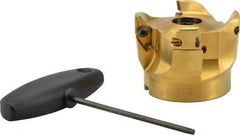 Seco - 3" Cut Diam, 0.394" Max Depth, 1" Arbor Hole, 4 Inserts, VPGX 2206..E.-E10 Insert Style, Indexable Copy Face Mill - R220.97 Cutter Style, 25,000 Max RPM, 2-1/4 High, Through Coolant, Series R220.97 - Apex Tool & Supply