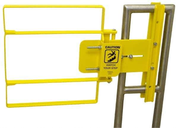 FabEnCo - Powder Coated Carbon Steel Self Closing Rail Safety Gate - Fits 37 to 39-1/2" Clear Opening, 39-1/2" Wide x 22" Door Height, 48 Lb, Yellow - Apex Tool & Supply