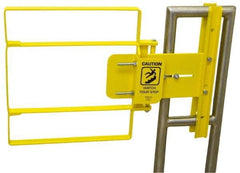 FabEnCo - Powder Coated Carbon Steel Self Closing Rail Safety Gate - Fits 37 to 39-1/2" Clear Opening, 39-1/2" Wide x 22" Door Height, 48 Lb, Yellow - Apex Tool & Supply
