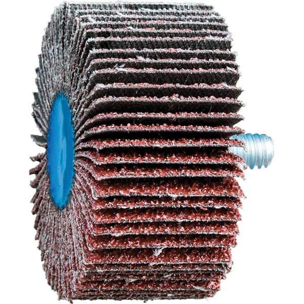 PFERD - 2" Diam x 1" Face Width, Aluminum Oxide Coated Mounted Flap Wheel - 1/4-20 Threaded Mount, 40 Grit, 23,000 Max RPM - Apex Tool & Supply