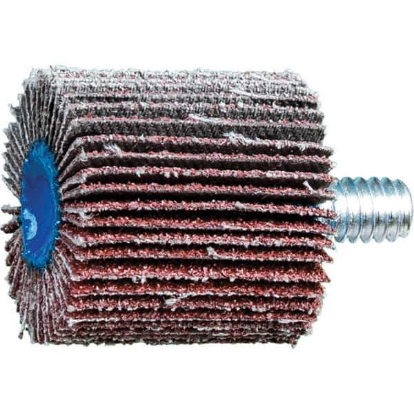 PFERD - 1" Diam x 1" Face Width, Aluminum Oxide Coated Mounted Flap Wheel - 1/4-20 Threaded Mount, 60 Grit, 25,000 Max RPM - Apex Tool & Supply