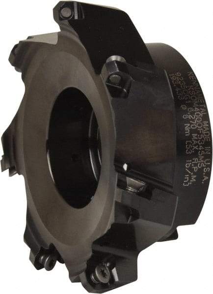 Kennametal - 4" Cut Diam, 1-1/4" Arbor Hole, 3.5mm Max Depth of Cut, 43° Indexable Chamfer & Angle Face Mill - 7 Inserts, OF.T 06L5... Insert, Right Hand Cut, 7 Flutes, Series KSOM Mini - Apex Tool & Supply