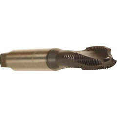 Emuge - #6-32 UNC 3 Flute 3BX Modified Bottoming Spiral Flute Tap - Cobalt, TiCN Finish, 2.205" OAL, Right Hand Flute, Right Hand Thread, Series Rekord DF - Apex Tool & Supply