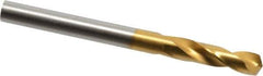 Guhring - #5 130° Parabolic Flute Cobalt Screw Machine Drill Bit - TiN Finish, Right Hand Cut, 26mm Flute Length, 62mm OAL, Standard Point, Straight Shank - Apex Tool & Supply
