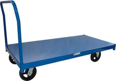 PRO-SOURCE - 1,200 Lb Capacity Steel Platform Truck - Steel Deck, 36" OAW, Rubber Casters - Apex Tool & Supply