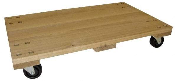 PRO-SOURCE - 1,000 Lb Capacity Hardwood/Polyolefin Solid Top Dolly - 24" Long x 16" Wide x 5" High, 3" Polyolefin Wheels - Apex Tool & Supply